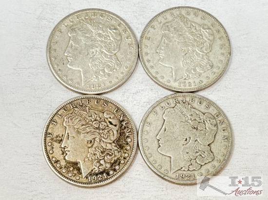 (4) 1921 Morgan Silver Dollars