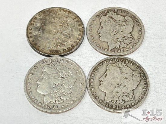 (4) 1881-1901 O Morgan Silver Dollars