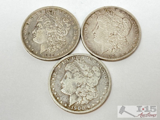 (3) 1885-1900 Morgan Silver Dollars