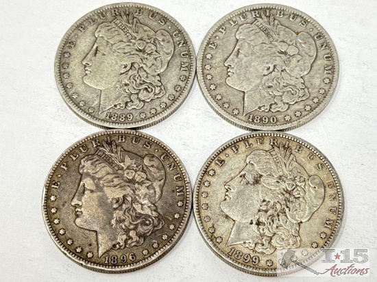 (4) 1889-1899 O Morgan Silver Dollars