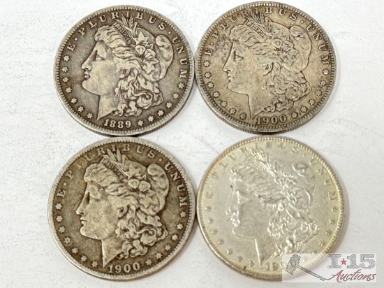 (4) 1889-1900 O Morgan Silver Dollars