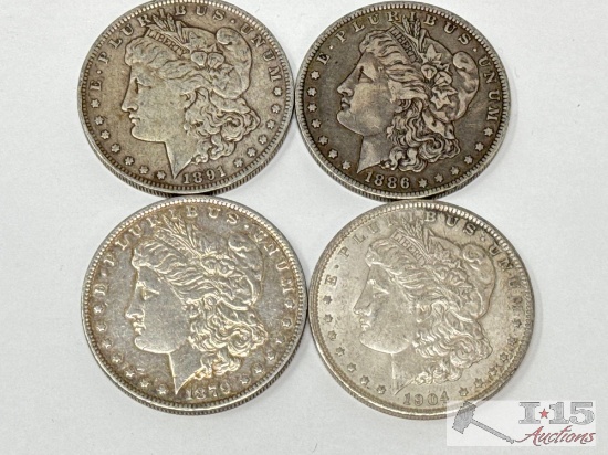 (4) 1879-1904 O Morgan Silver Dollars