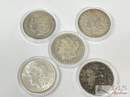 (5) 1878-1896 Morgan Silver Dollars
