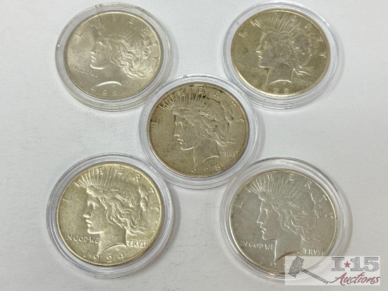(5) 1922-1934 Silver Peace Dollars