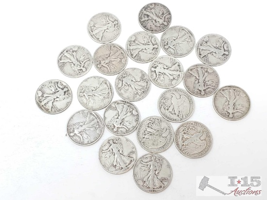 20 Walking Liberty Half Dollars