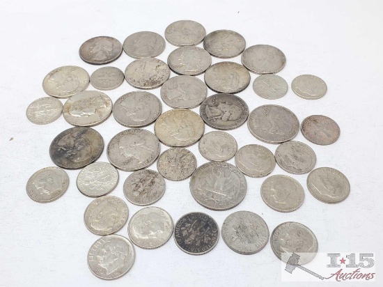 36 Washingtion Quarter & Roosevelt Dime Silver Coins