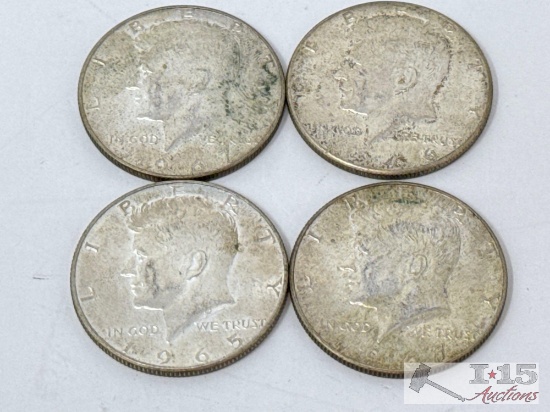 (4) 1965-1967 Kennedy Head Half Dollars