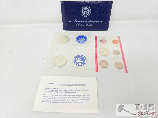 1971 Eisenhower Silver Dollars & Mint Set, 40% Silver