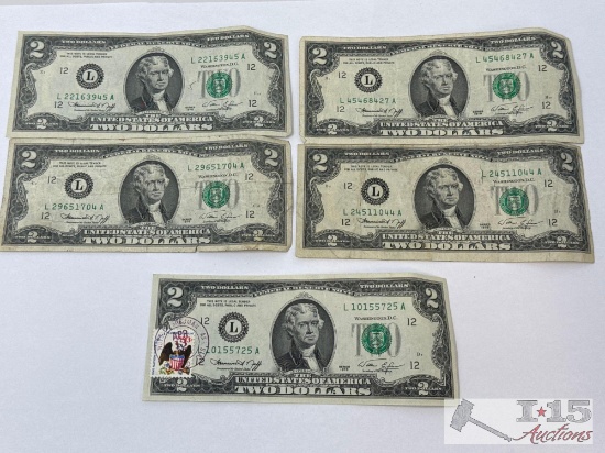 (5) 1976 Two Dollar Bills