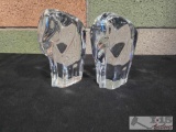 (2) Orrefors Crystal Paperweights