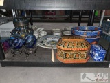 Decorative Bowls, Metal Vase, Platters, Paperweights, Jewelery Box