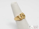 18k Gold Om Meditation Symbol Ring, 5.83g