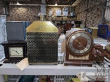Vintage Model T Radiator Bar Cabinet with Bottles and Vintage Clocks