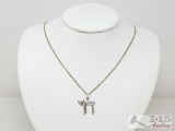 14k Diamond Hebrew Chai Pendent Necklace, 8g