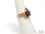 14k Gold Pear Shaped Ruby and Diamond Ring, 3.33g