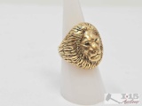 14k Gold Lion's Head Ring, 29.9g
