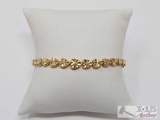 14K Gold Heart Bracelet, 6.4g
