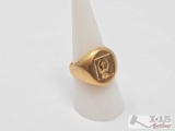14k Gold Signet Ring, 14g