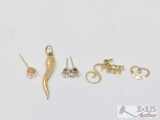 14k Gold Pendants & Earrings, 2.55g
