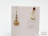 14k Gold Earrings (Not Paired), 1.62g