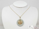14k Gold Jade Necklace, 11g