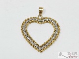 14k Gold Heart Pendant, 1.88g