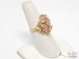 10k Gold Ring with Pink Stones, 4.93g