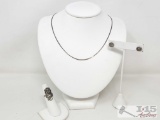.925 Silver Necklace, Earrings and Ring, 9g
