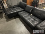 2 Piece Black Leather L Shaped Couch