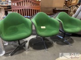 3 Dark Green Chairs