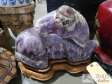 Putple Stone Carved Horse Statue