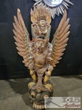 Vishnu Riding Garuda Wooden Statue