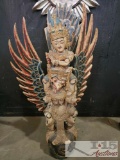 Vishnu Riding Garuda Wooden Statue