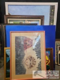 8 Pieces of Art, 7 are Framed