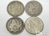 (4) 1890-1900 O Morgan Silver Dollars