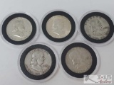 (5) 1949-1954 Franklin Half Dollars