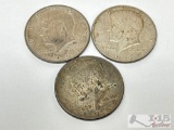(3) 1964-1968 Kennedy Half Dollars