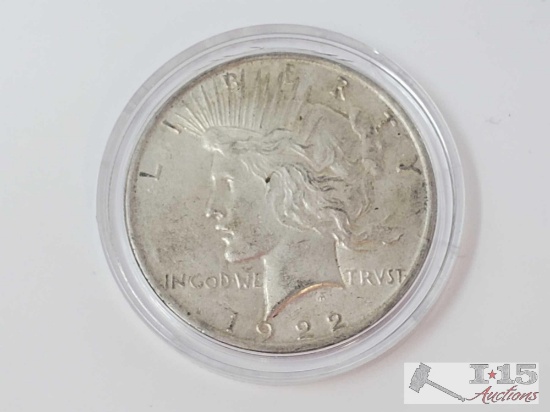 1922 Liberty Silver Peace Dollar, 90% Silver