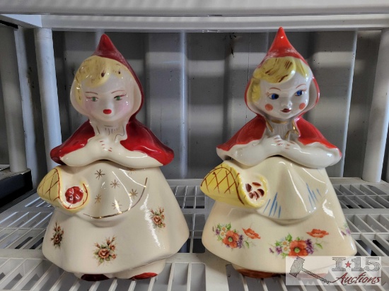 (2) Ceramic Red Riding Hood Cookie Jars