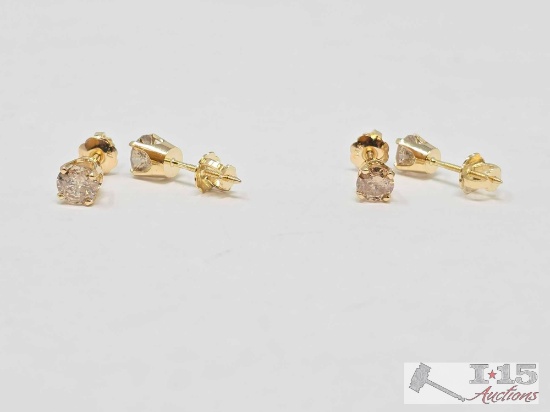 (2) 14K Diamond Earrings, 1.81g