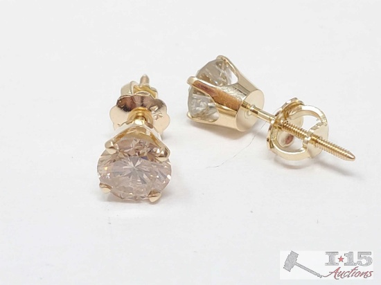 14K Gold Diamond Earrings, 1.04g
