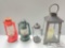 (2) Vintage Lantern Lamp & (2) Glass Candle Holders