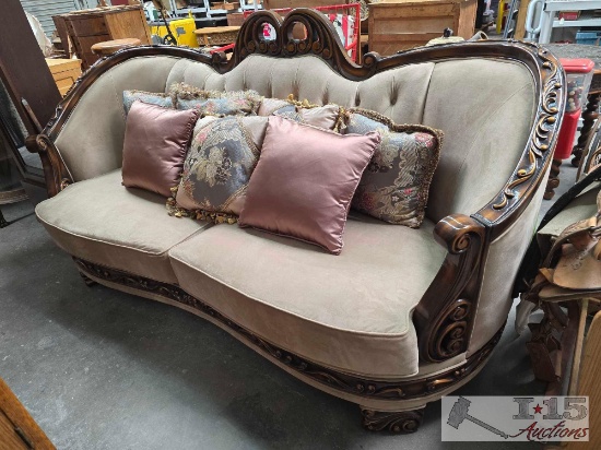 Antique Sofa & (7) Decorative Pillows