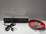 Coca-Cola Light Up Sign and Tin Bowl