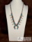 Native American Sterling Silver Turquoise & Coral Squash Blossom, 68g