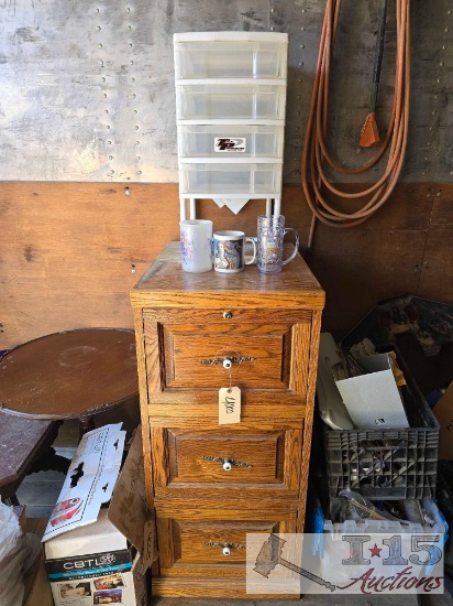 Wooden File Cabinet Plastic Organizer Cups