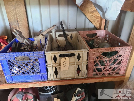 Glass Insulators, Ear Notching Tools, Sickle Sharpener