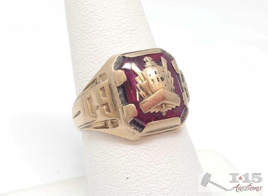 10k Gold Ruby 1937 Class Ring, 8.4g