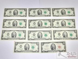 (11) $2 US Banknotes