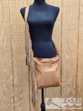 STS Ranchwear Brown Leather Handbag with Leather Fringe